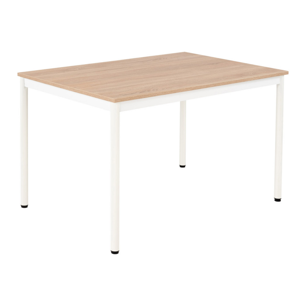 Table de restauration Budget 120 x 80 cm - Plateau stratifi Chne - Pieds mtal Blanc
