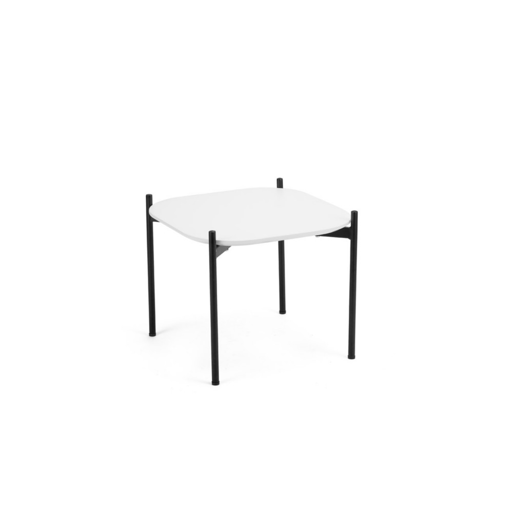 Table basse Meet 50 x 50 cm - Blanc pieds acier Noir
