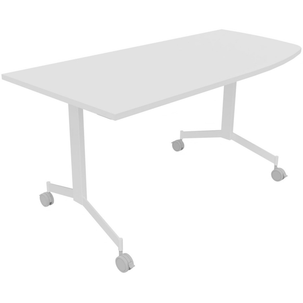 Table mobile rabattable Eureka angle arrondi  droite - L.170 x P.80 cm - Plateau Blanc - Pieds Blanc