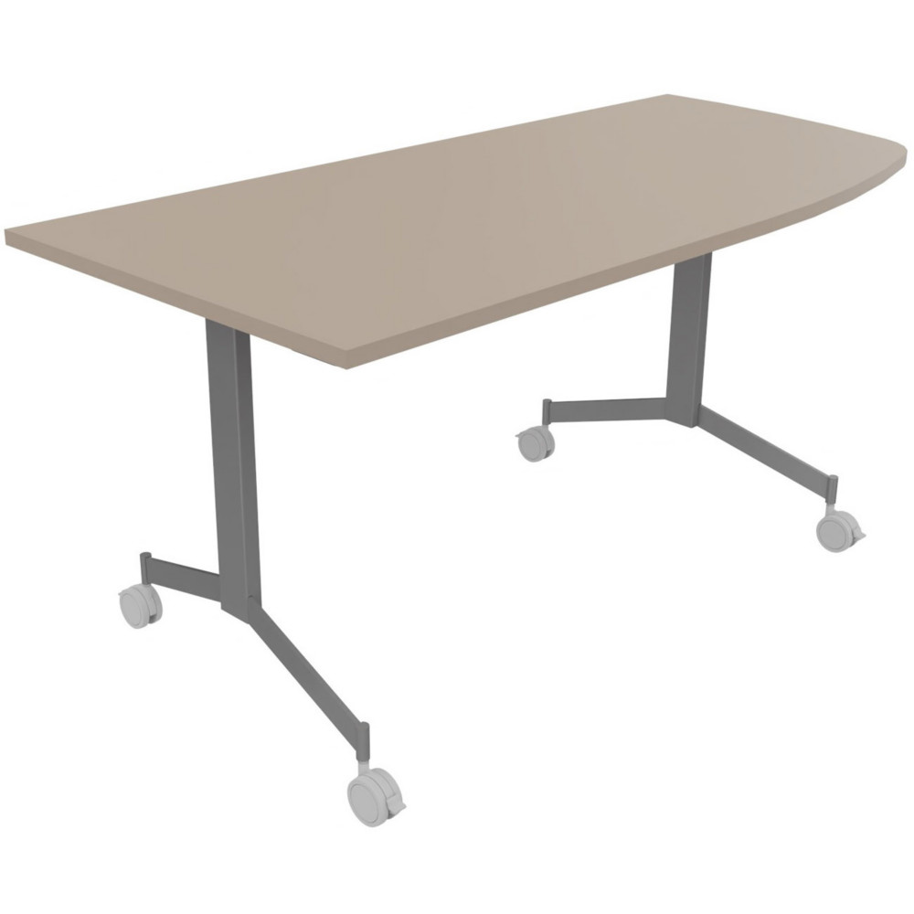 Table mobile rabattable Eureka angle arrondi  droite - L.170 x P.80 cm - Plateau Argile - Pieds Aluminium