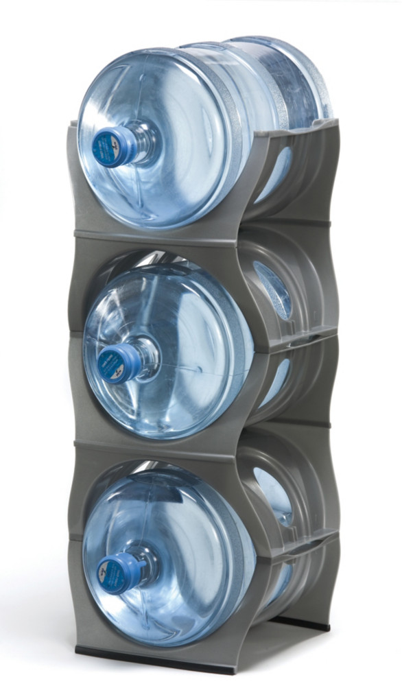 Rack de stockage pour bonbonnes d'eau en polypropylne gris - kit pour 3 bonbonnes