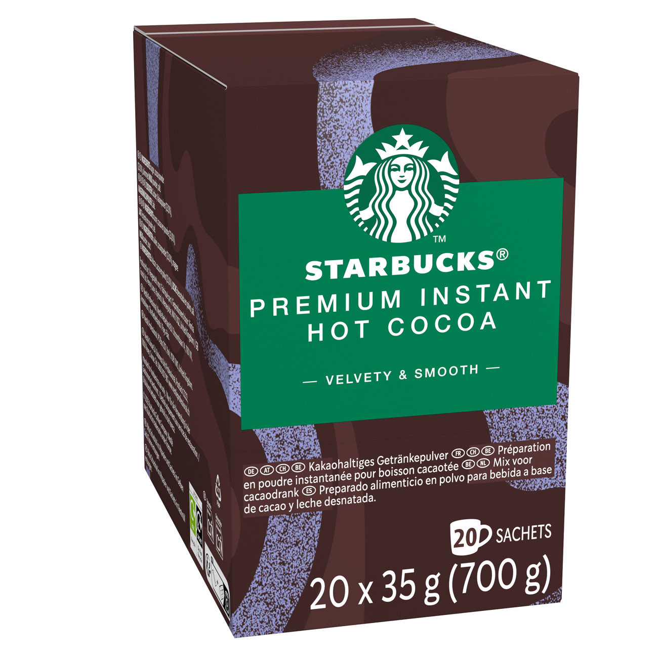 Starbucks Stick de chocolat en poudre instantané de 35 g de cacao - Boîte de 20
