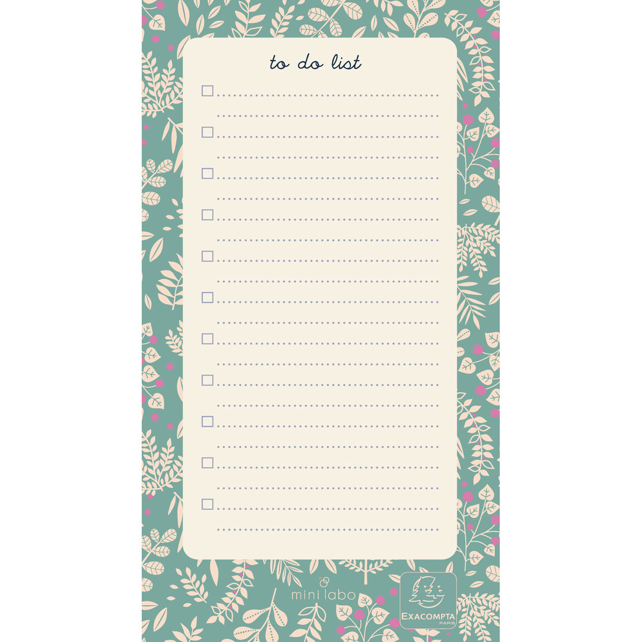 Exacompta Bloc To do List 10 x 18 cm Mini Labo - Bloc encollé avec entête - 50 feuilles détachables