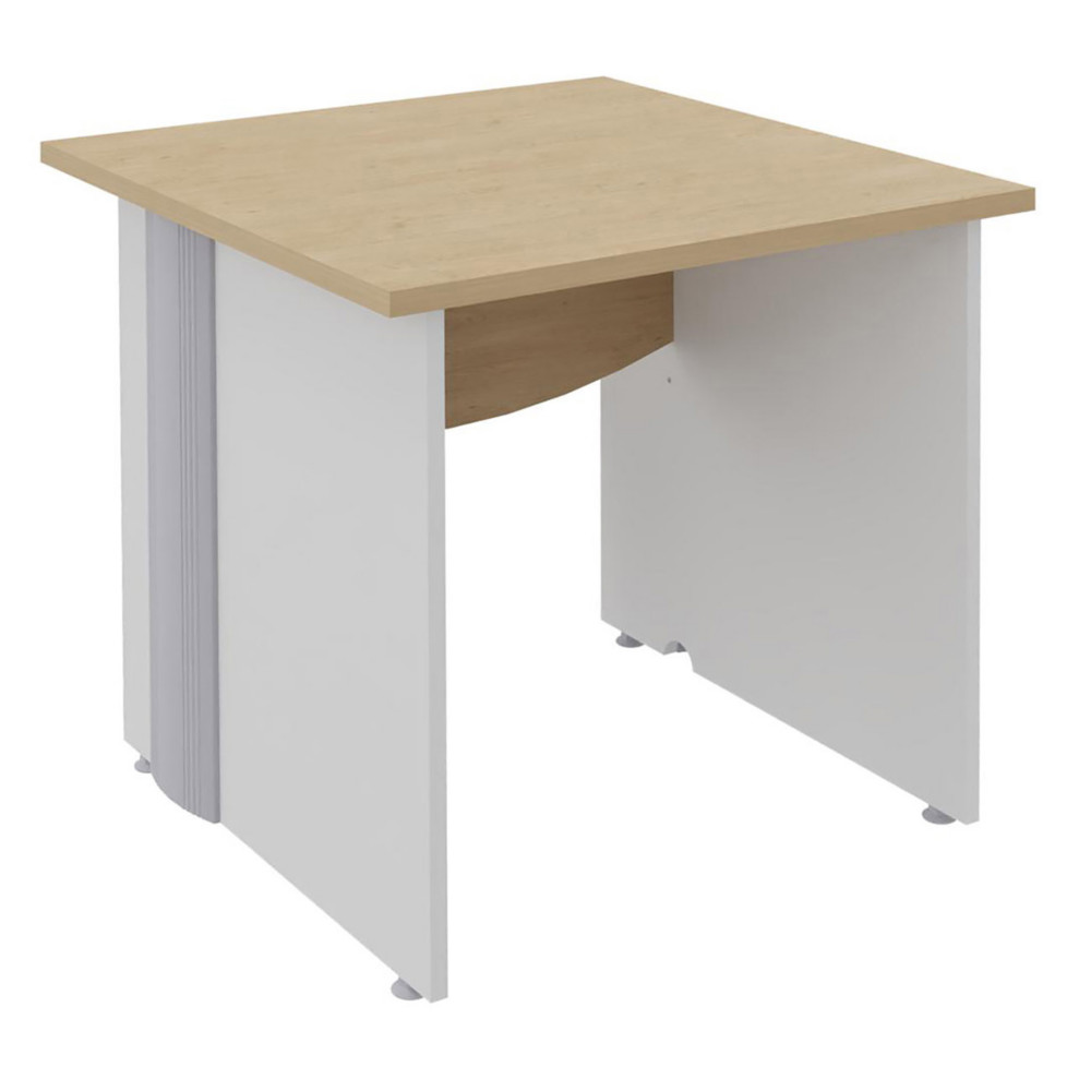 Bureau Droit Activity - L.80 x P.80 cm - Plateau Chne clair - Pieds pleins Blanc