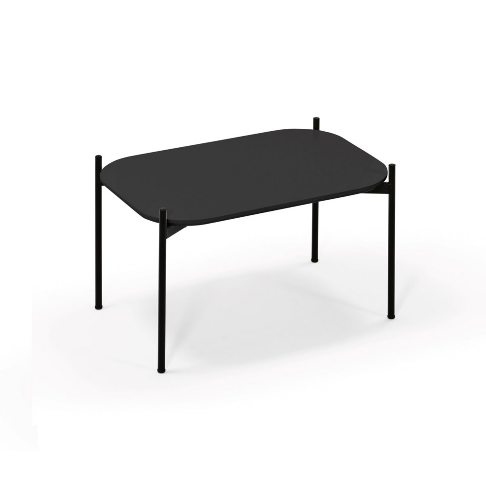 Table basse Meet 75 x 50 cm - Noir pieds acier Noir