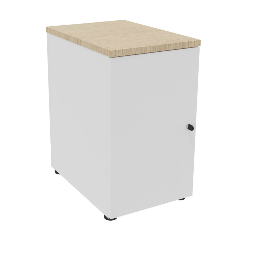 Caisson mlamin hauteur bureau 1 porte battante L.42 x P.60 x H.72 cm - Corps Blanc - Top Chne