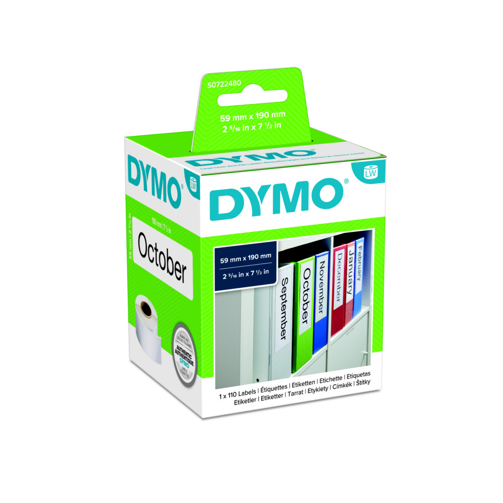 Dymo tiquettes S0722480 LabelWriter- 59 x 190 mm - Noir sur Blanc - Rouleau de 110