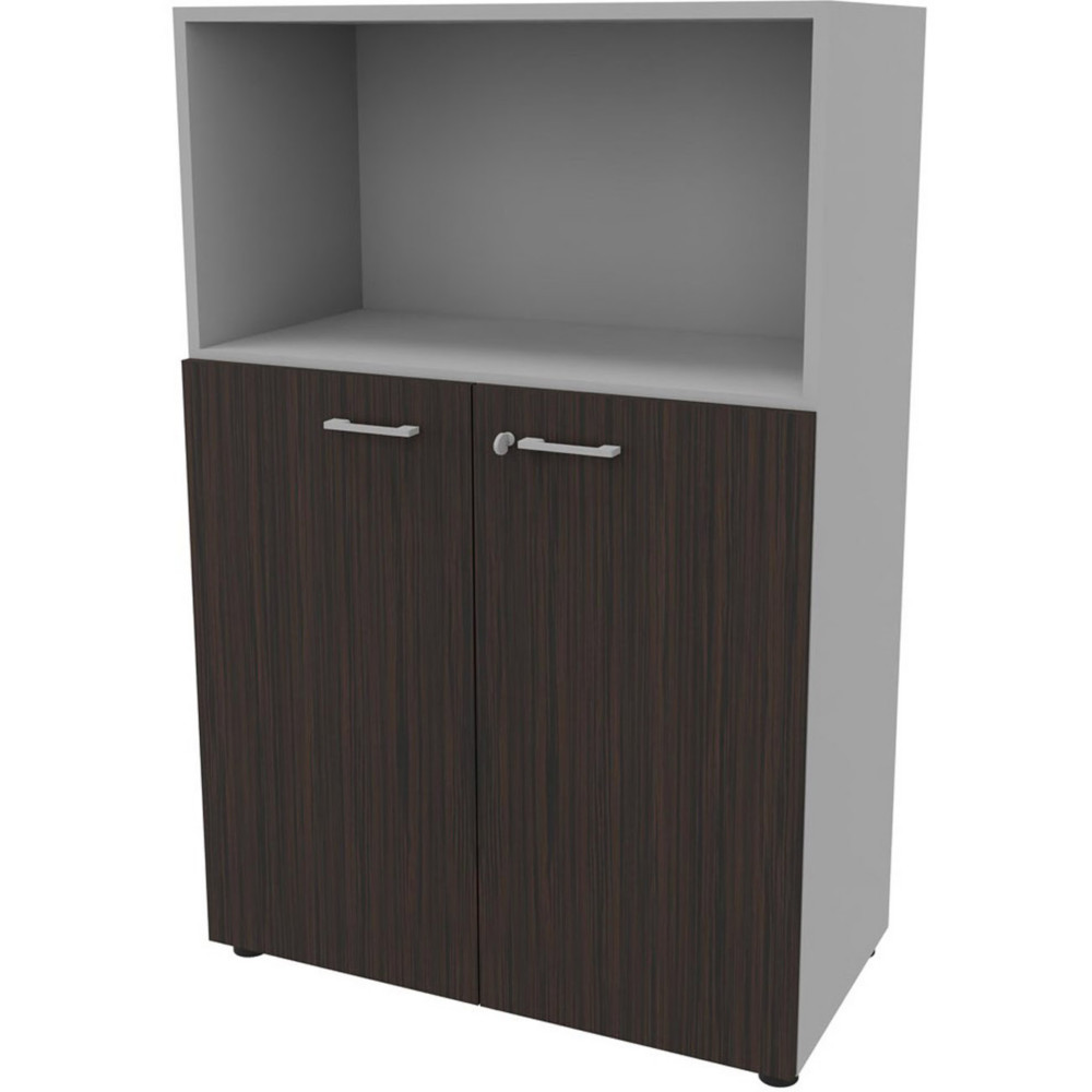 Armoire mi-haute avec niche Arold H.131 x L.86 cm portes basses Ebne / Aluminium