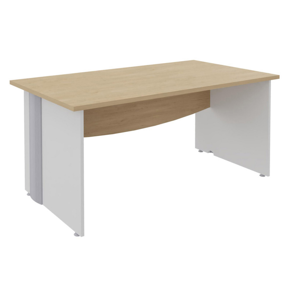 Bureau Droit Activity - L.180 x P.80 cm - Plateau Chne clair - Pieds pleins Blanc
