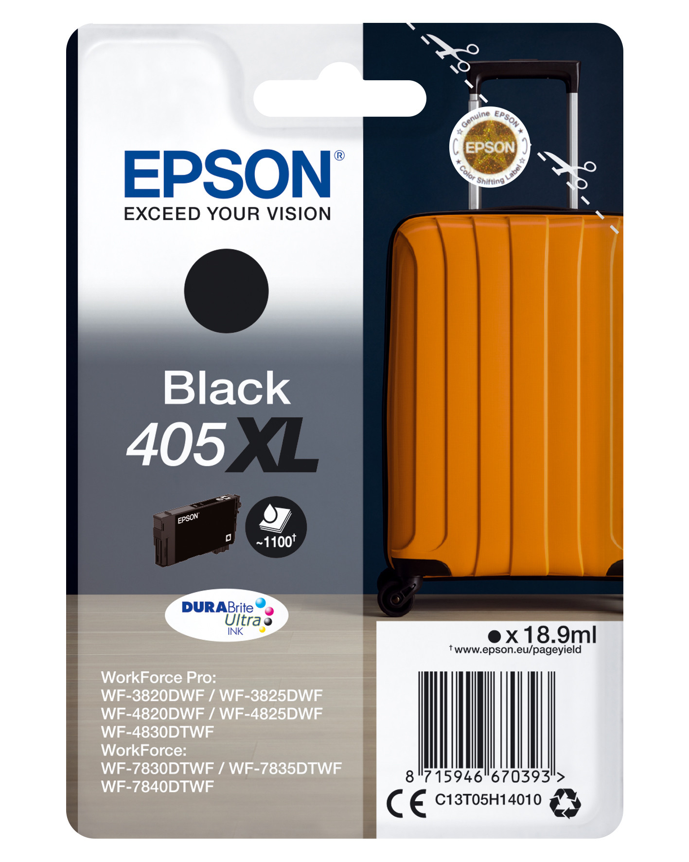 Epson 405 XL ''Valise'' Cartouche d'encre originale grande capacité C13T05H14010 - Noir