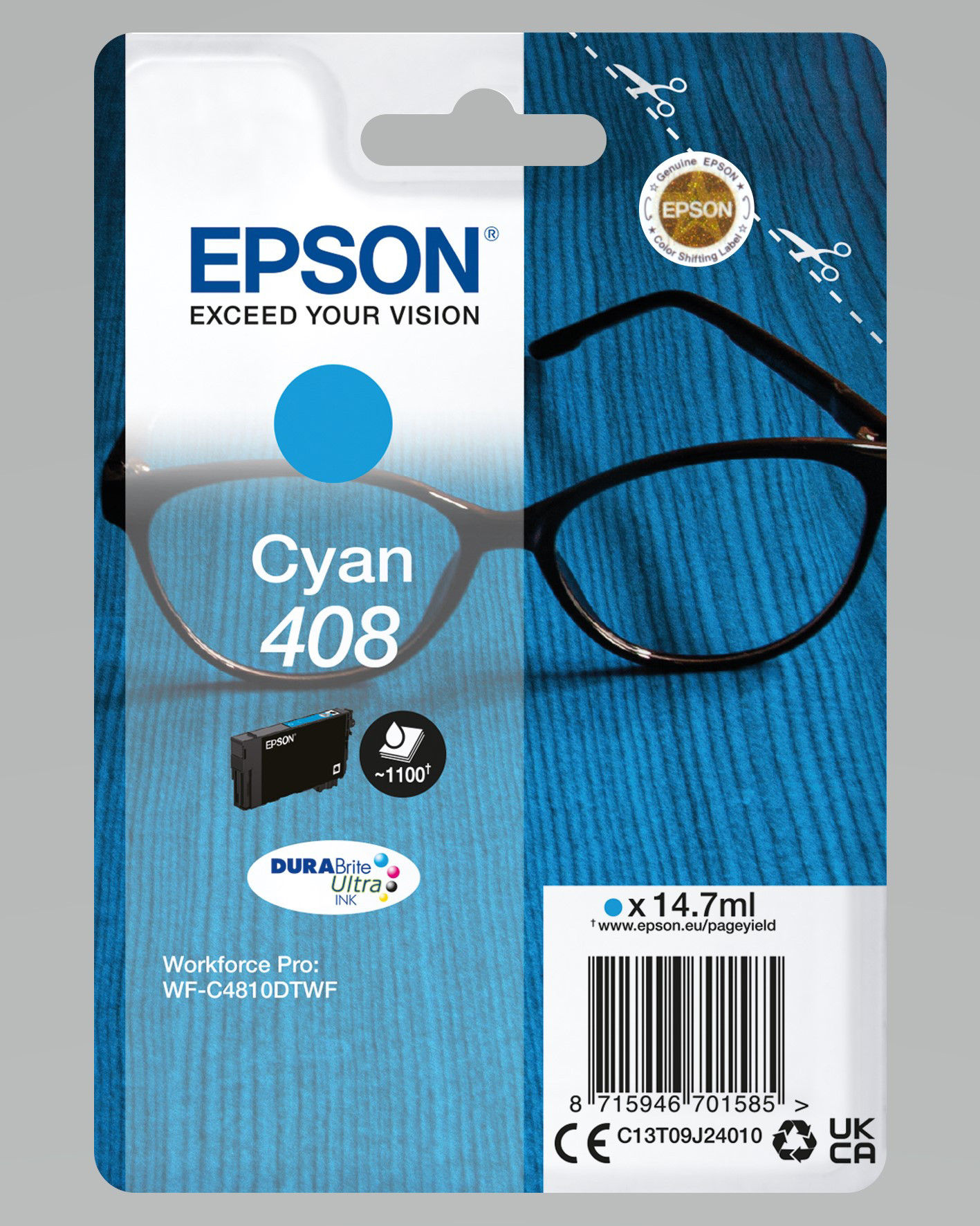 Epson 408 Cartouche d'encre originale C13T09J24010 - Cyan
