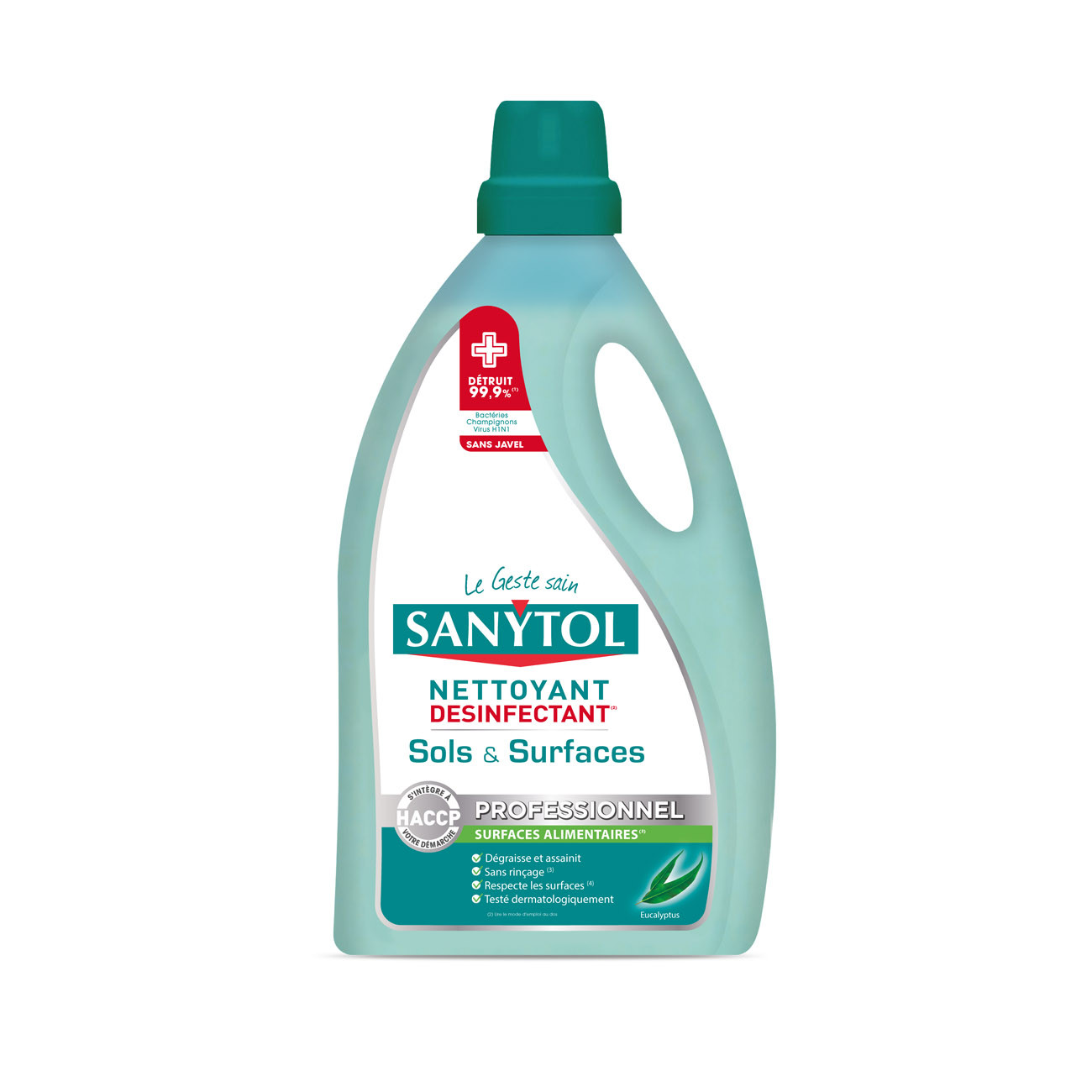 Sanytol Nettoyant désinfectant sols et surfaces - Parfum Eucalyptus - Bidon de 5 L