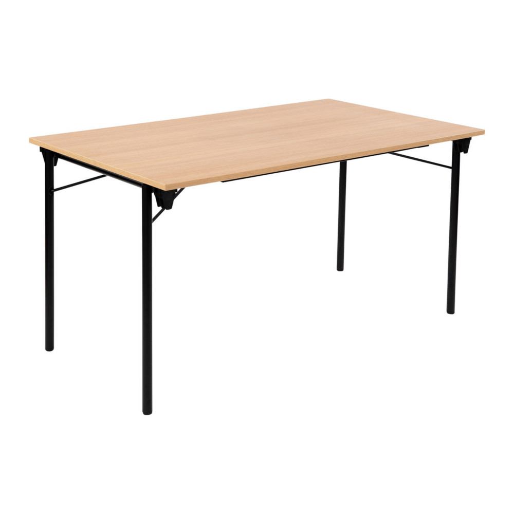 Table pliante Budget multiples usages rectangle L. 140 x P. 80 cm - Plateau Chne - pieds Noir