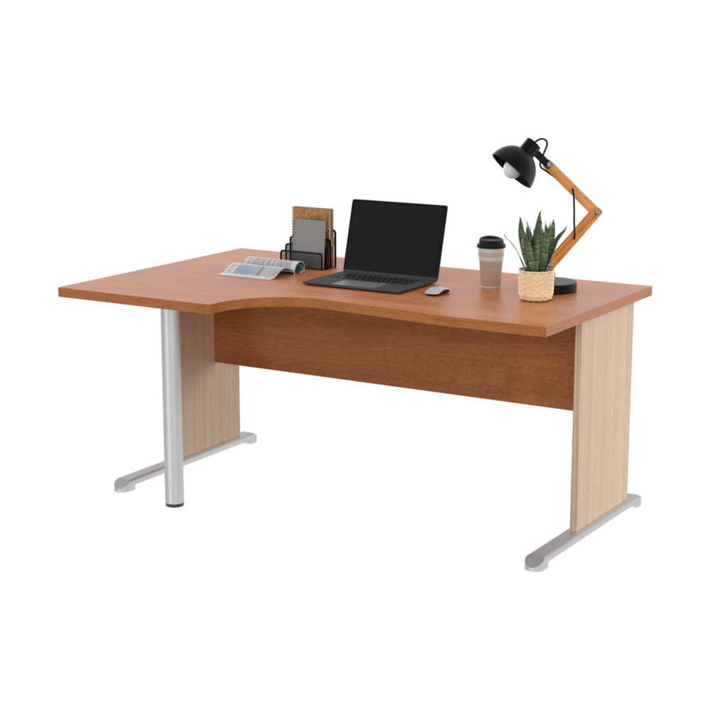 Bureau d'angle compact retour  gauche Pronto Bois - L.160 x P.100 cm - Plateau Aulne - Pieds L Chne