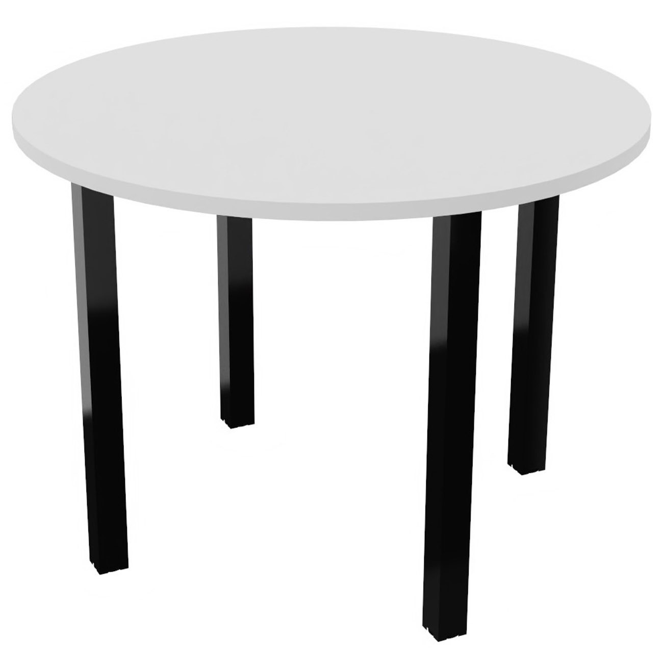 Table ronde 100 cm - 4 pieds métal Noir - Plateau Blanc