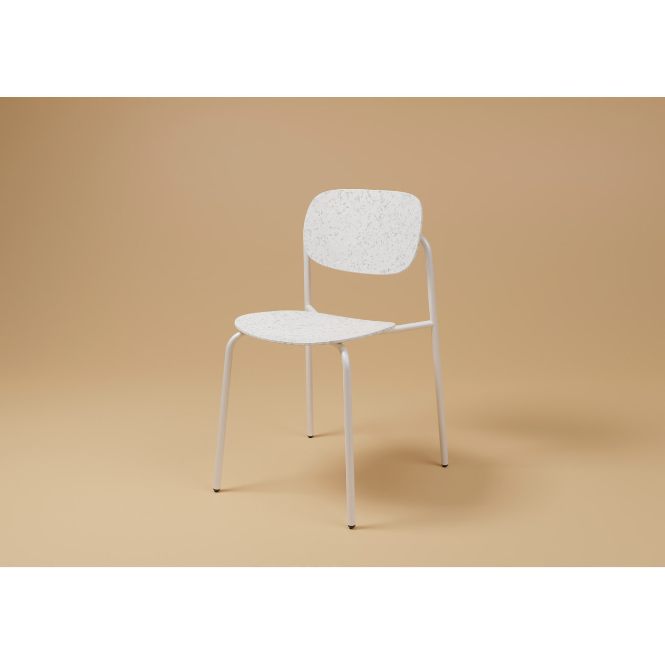 Chaise visiteur USO - Assise et dossier incurvés - Pour intérieur et extérieur - Empilable - Blanc - Pieds Blanc