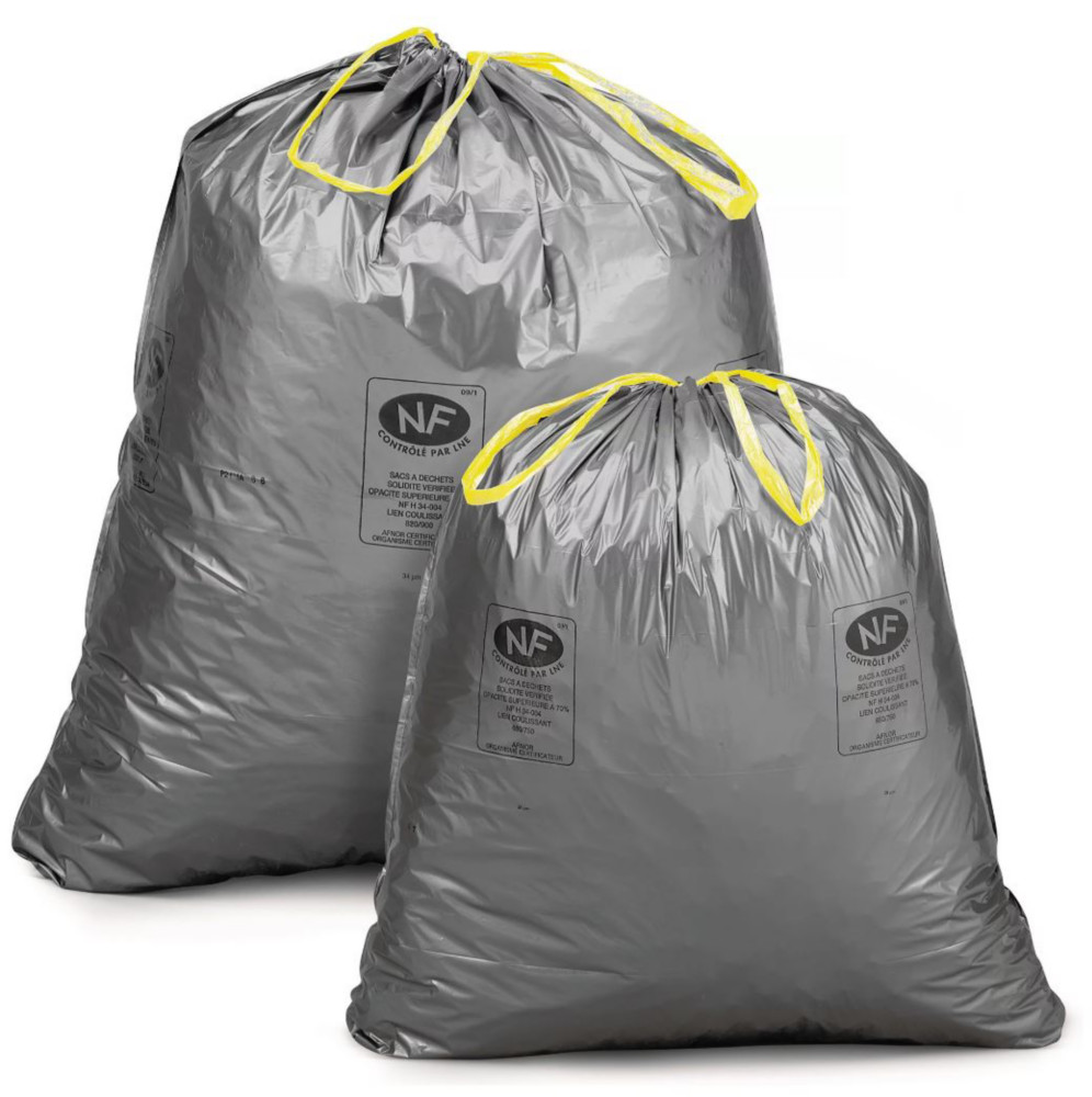 Sac poubelle 110L recycl - Gris - Lot de 200