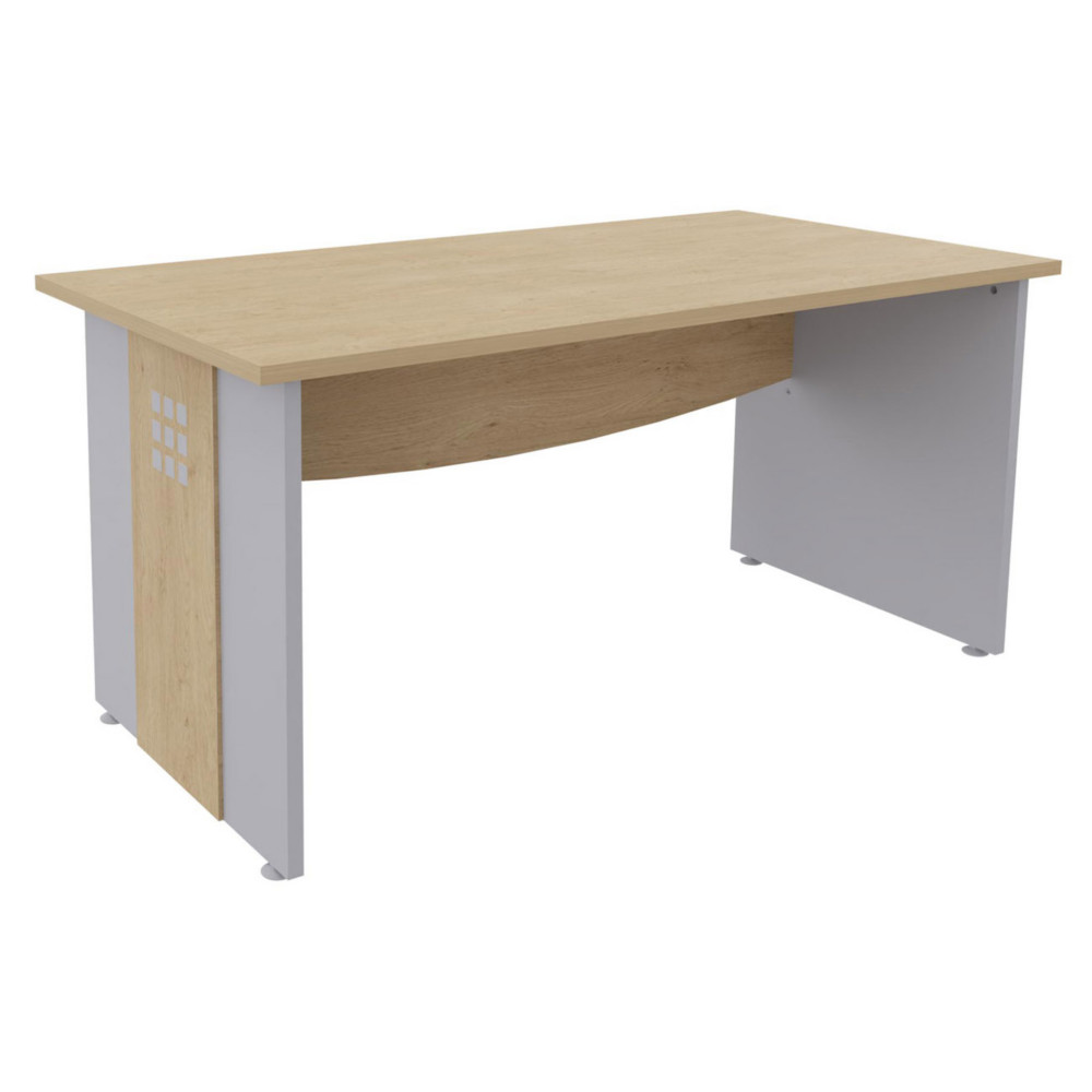 Bureau droit Axiome - L.120 x P.80 cm - Plateau Chne - Pieds panneaux Aluminium/Chne