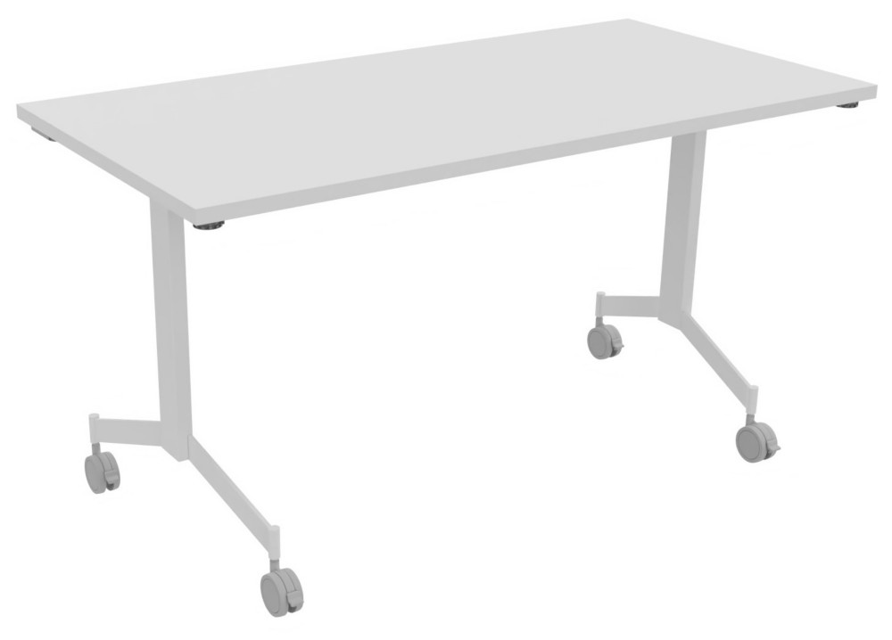 Table mobile rabattable Eureka - L.140 x P.70 cm - Plateau Blanc - Pieds Blanc