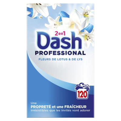 Dash 2 en 1 Professionnelle Lessive en poudre pour le linge - Fleurs de lotus et lys - Bidon de 120 doses