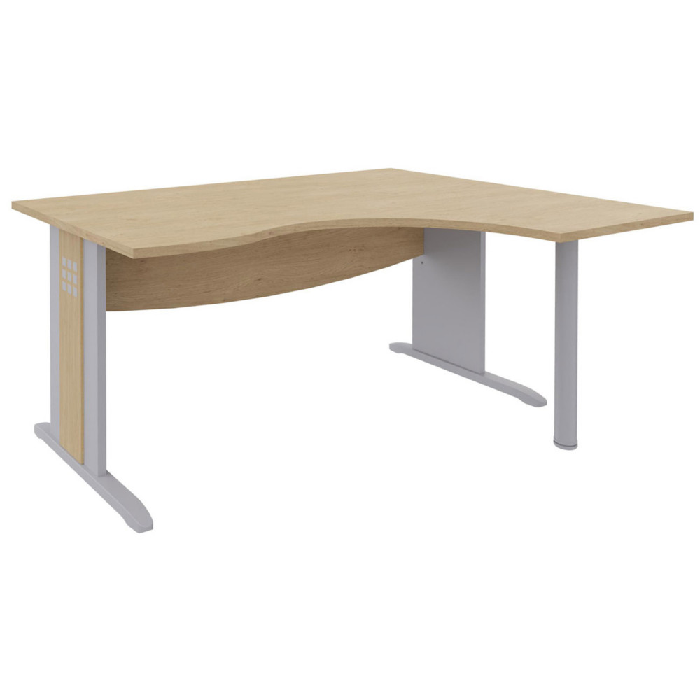 Bureau d'angle compact retour  droite Axiome - L.160 x P.120 cm - Plateau Chne - Pieds L Aluminium
