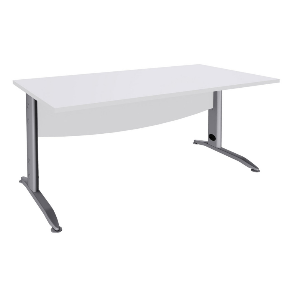 Bureau Droit Activity Mtal - L.180 x P.80 cm - Plateau Blanc - Pieds L Aluminium