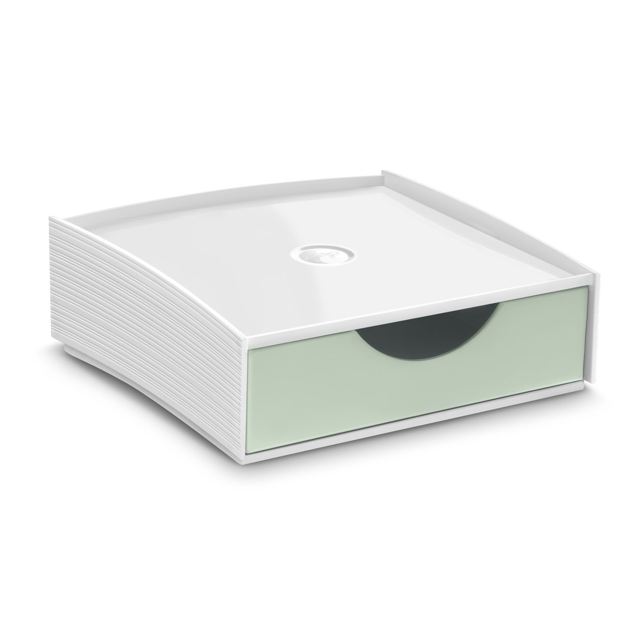 CEP Boîte de rangement superposable recyclée - Module avec tiroir - Vert sauge