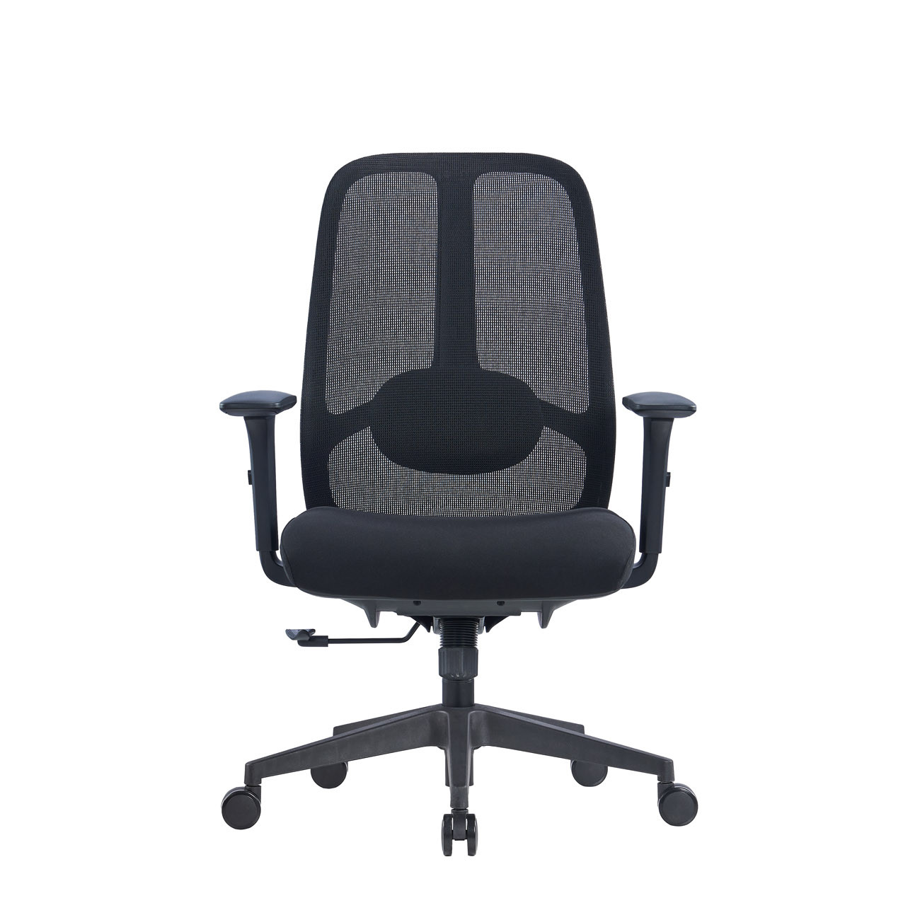 MONDOFFICE Fauteuil ergonomique M Level assise Tissus et dossier Maille - Accoudoirs réglables en hauteur + Roulettes - Noir