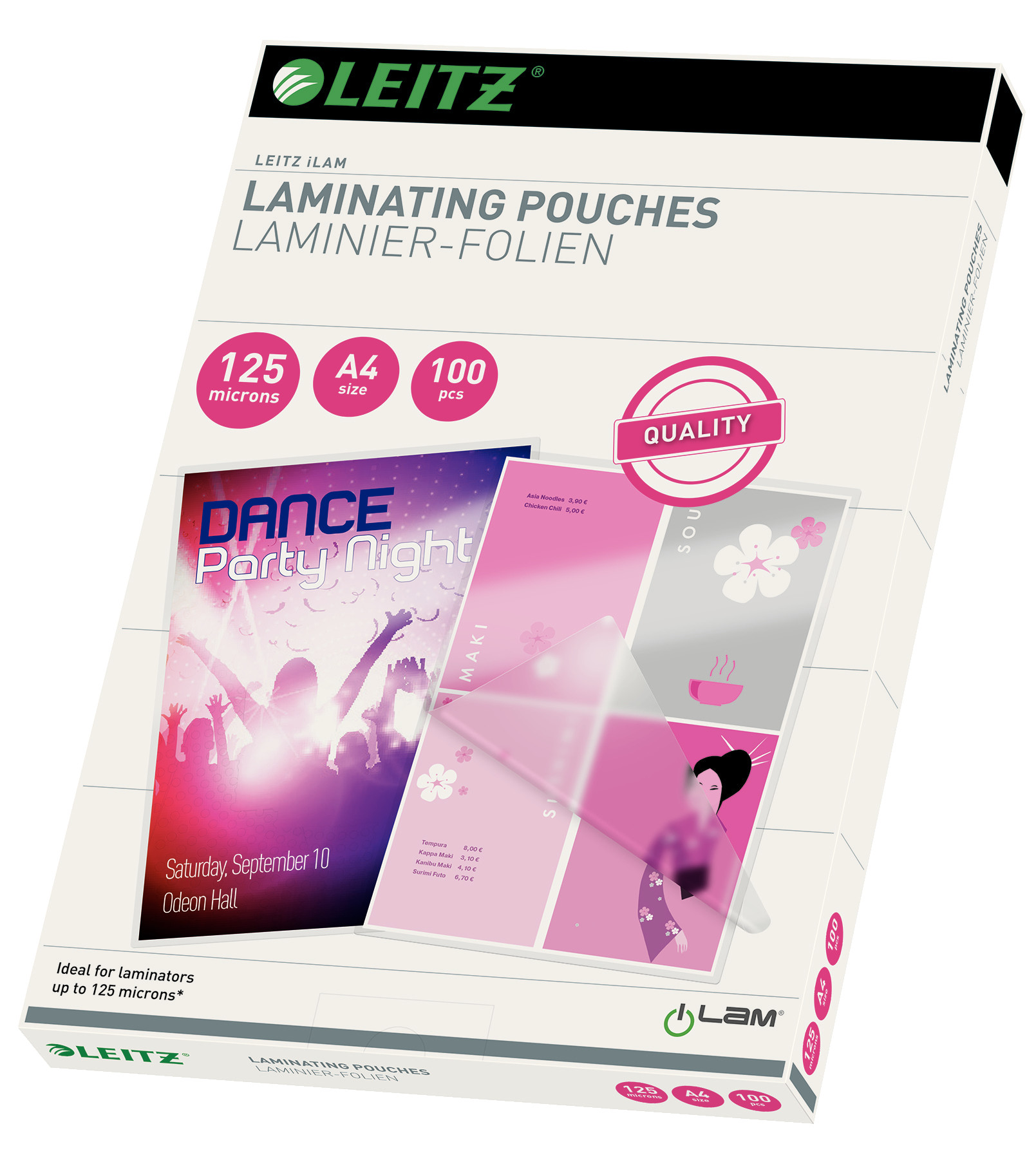 Leitz Pochettes de plastification iLAM A4 - Épaisseur : 125 microns par face - Lot de 100