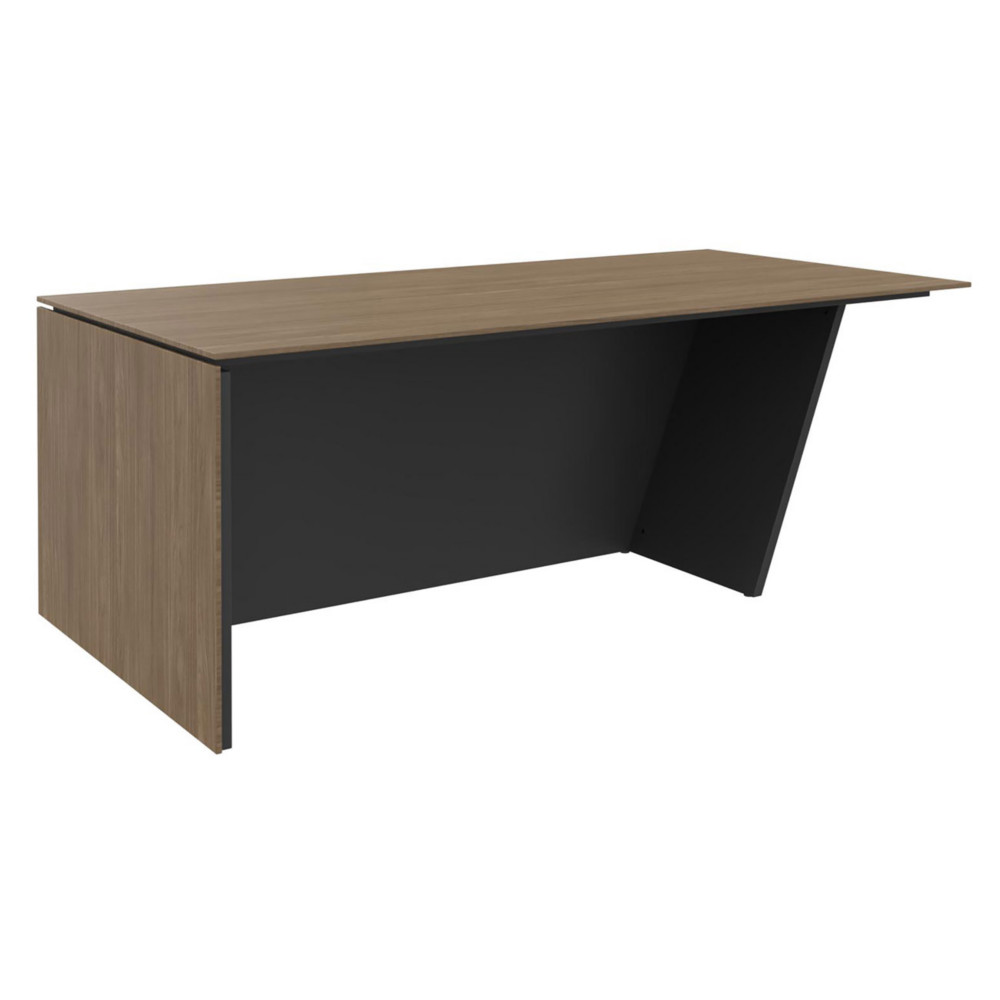 Bureau direction pied vertical  gauche Rha - L. 200 x P. 100 x H. 741 cm - Plateau Noyer - Pieds Carbone