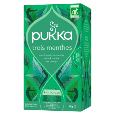 pukka Thé trois menthes - Biologique et équitable - Boîte de 20 sachets