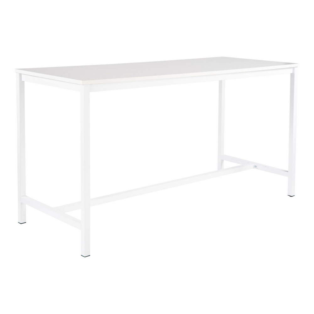 Table haute 110 cm polyvalente Budget 200 x 80 cm - Blanc pieds mtal Blanc