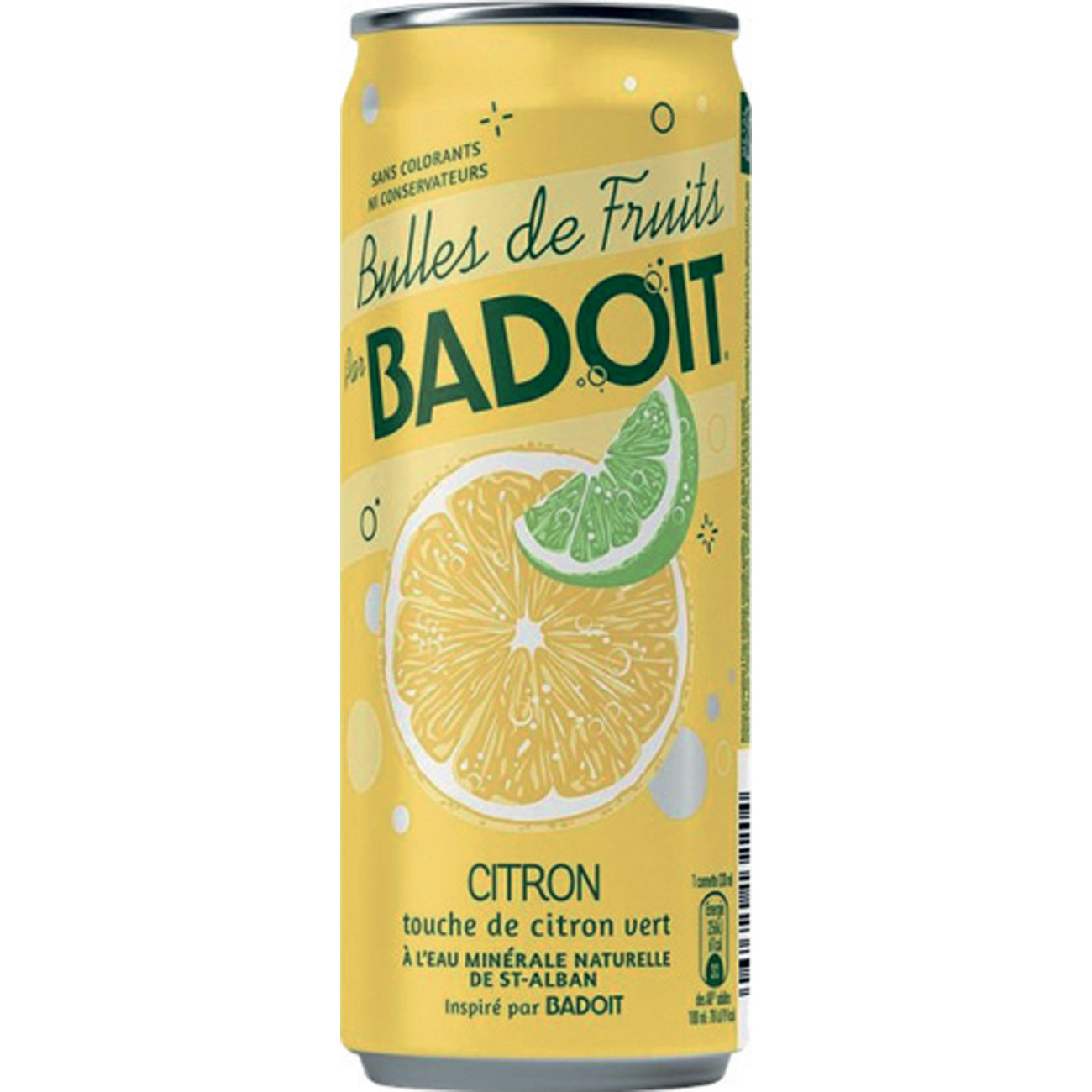 Eau Gazeuse Aromatisée Citron Et Une Touche De Citron Badoit Le Pack De 6 Canettes De 33cl - vue 2