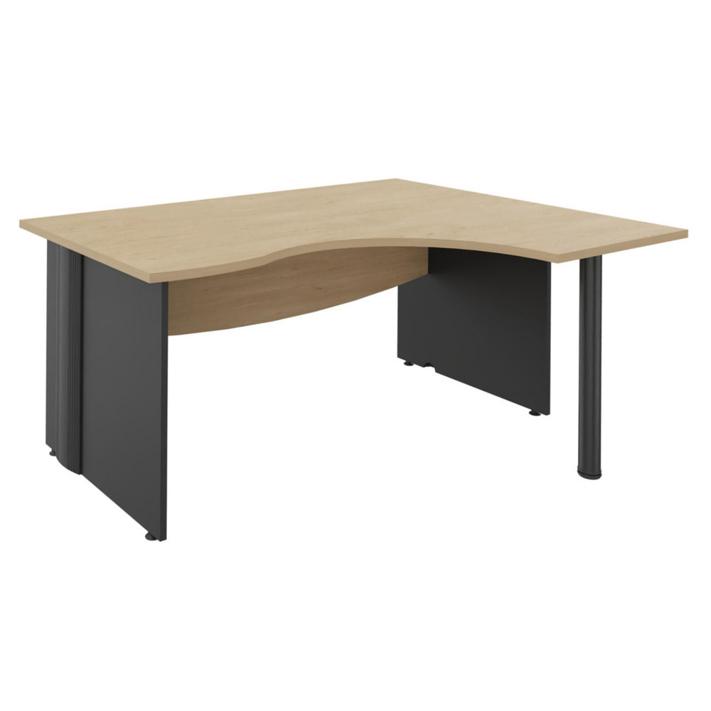 Bureau compact retour  droite Activity - L.160 x P.120 cm - Plateau Chne clair - Pieds pleins Anthracite