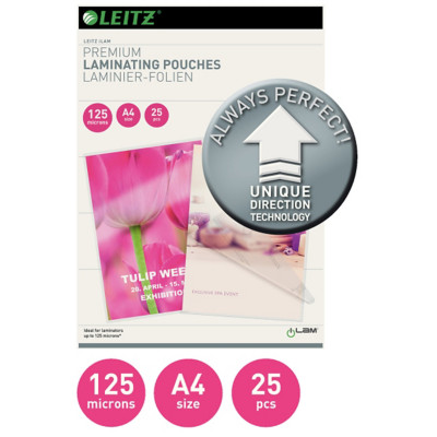 Leitz Pochettes de plastification A4 iLAM UDT - Transparente - Épaisseur : 125 microns par face - Boîte de 25