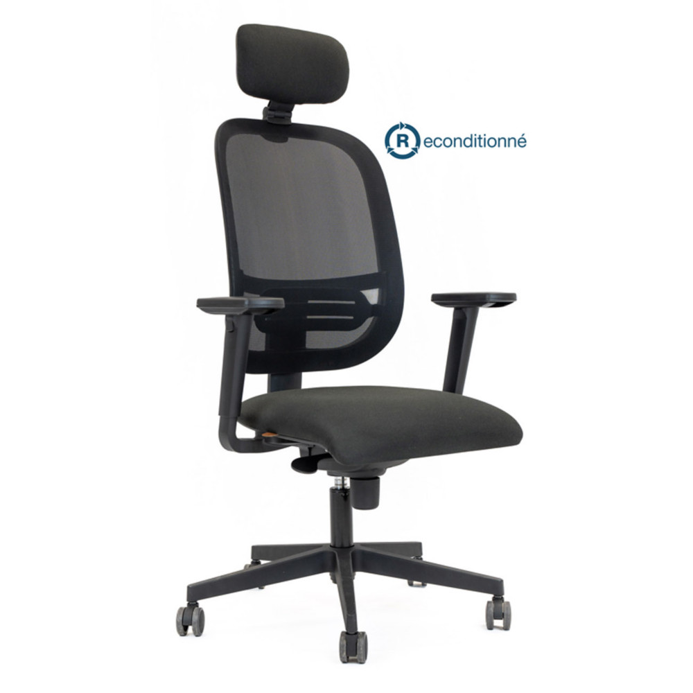 Raja Fauteuil de bureau ergonomique reconditionn Ethica - Avec accoudoirs - Noir