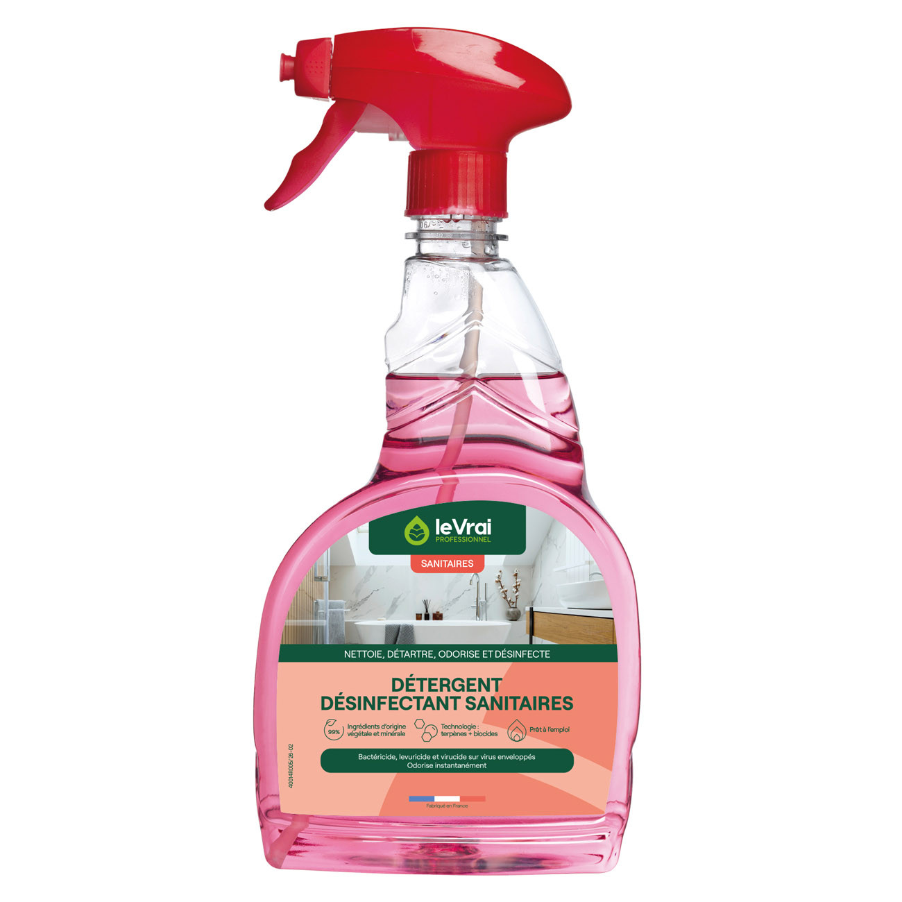 Le Vrai Détergent désinfectant sanitaire parfum fleural - Vaporisateur 750 ml