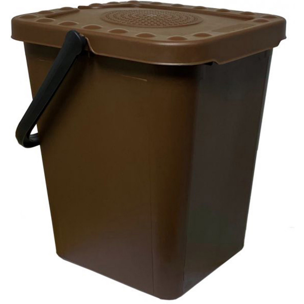 Seau collecteur de dchets biodgradables avec couvercle - Brun - 10 l