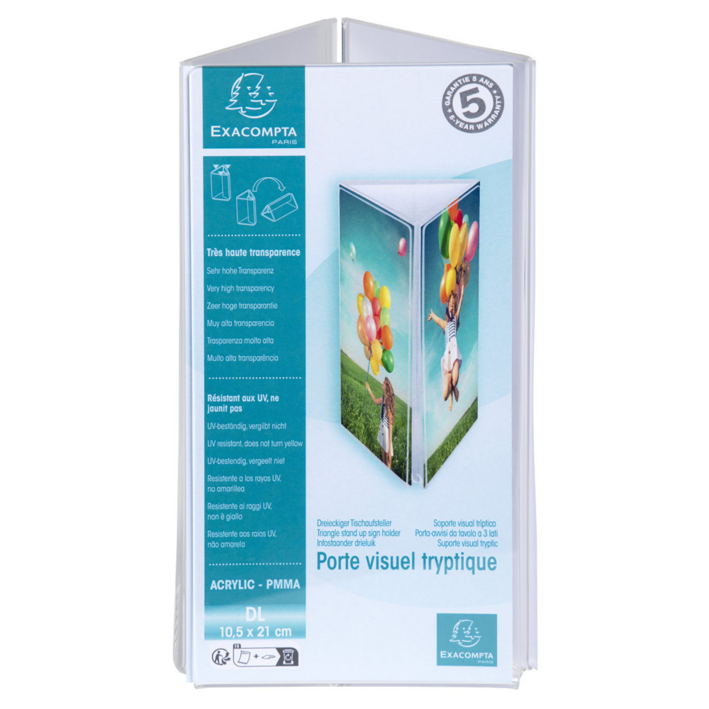 Exacompta Prsentoir de documents tryptique DL Cristal - Transparent