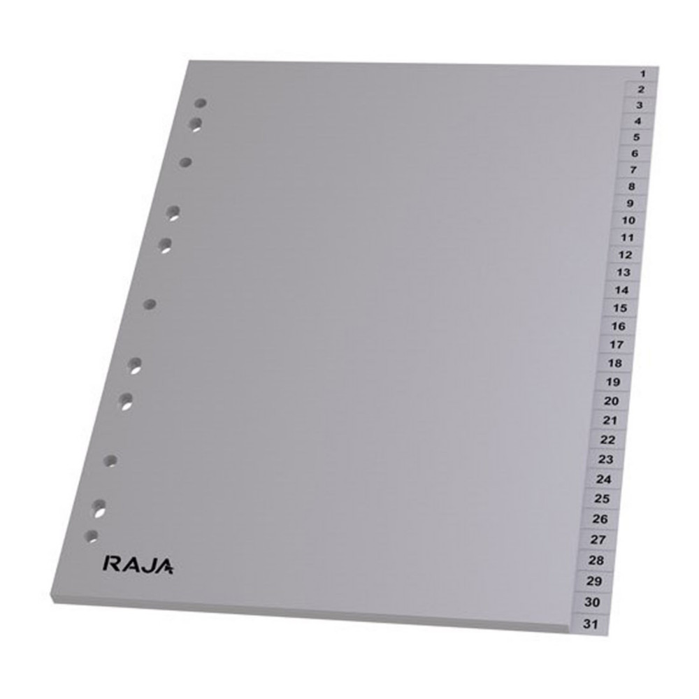 RAJA Intercalaires numriques A4 en polypropylne gris - 31 divisions