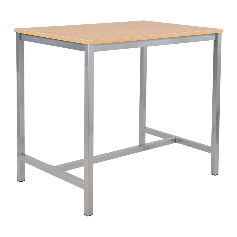 Table haute 110 cm polyvalente Budget 120 x 80 cm - Chne pieds mtal Aluminium