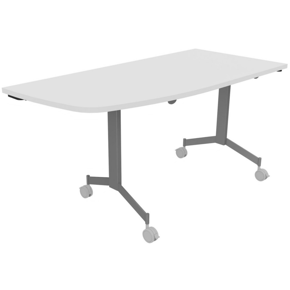 Table mobile rabattable Eureka angle arrondi  gauche - L.150 x P.70 cm - Plateau Blanc - Pieds Aluminium