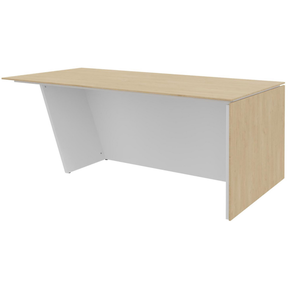 Bureau de direction pied vertical  droite Rha - L. 200 x P. 100 x H. 74 cm - Plateau Chne - Pieds Blanc