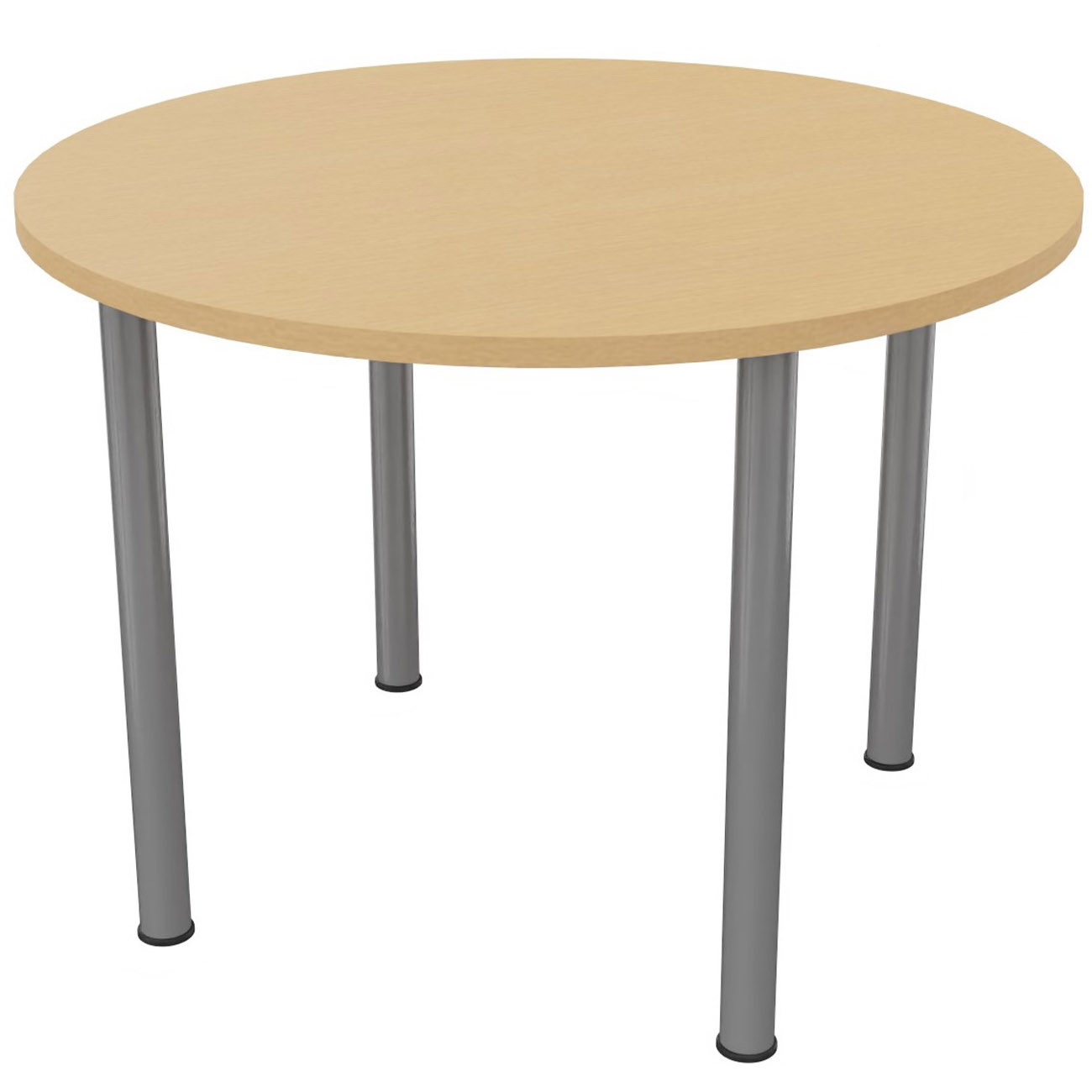Table ronde 100 cm - 4 pieds tube Aluminium - Plateau Hêtre