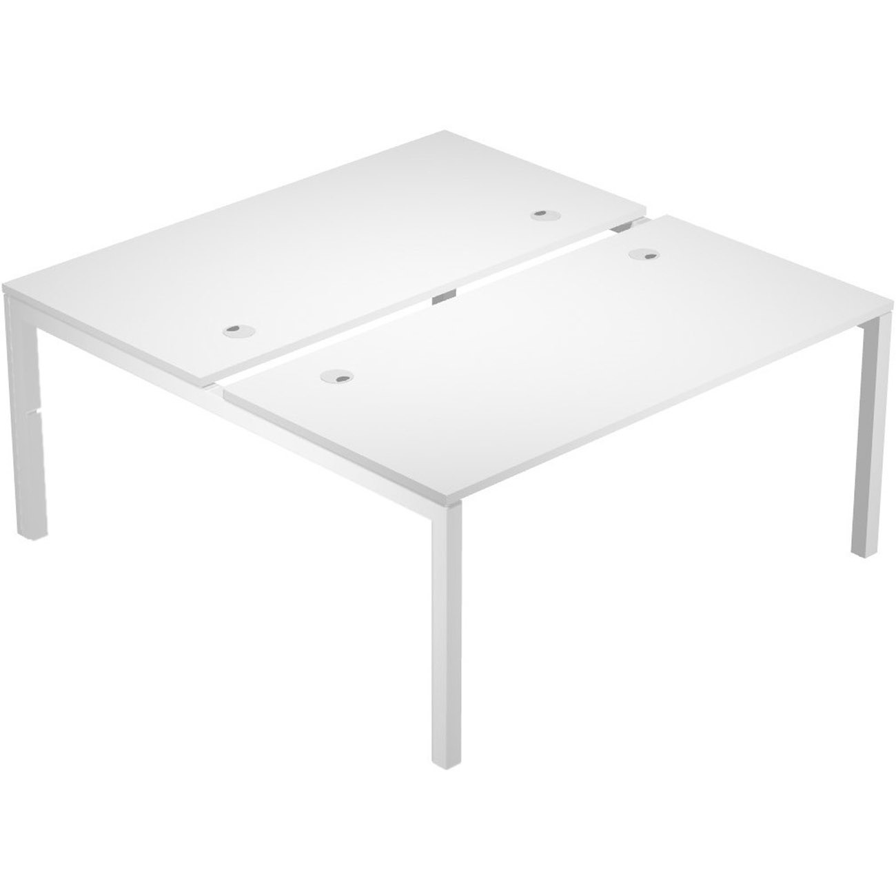 Bureau bench 2 postes Eminence 2 - Elément de départ - L.120 x P.165 cm - Plateau Blanc - Pieds Blanc