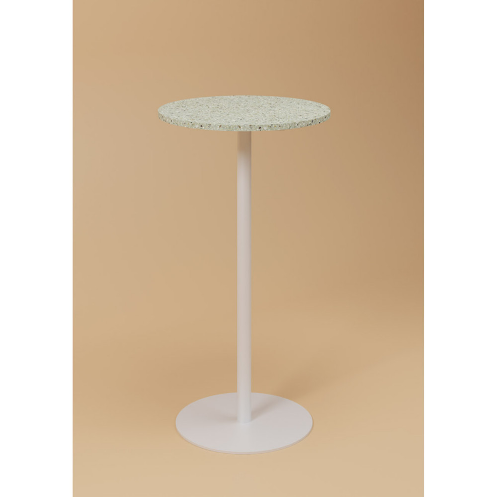 Table haute Mange debout ronde Trinquet diamtre 60 - Intrieur -Extrieur  - Plateau Hutre vert - Pied blanc
