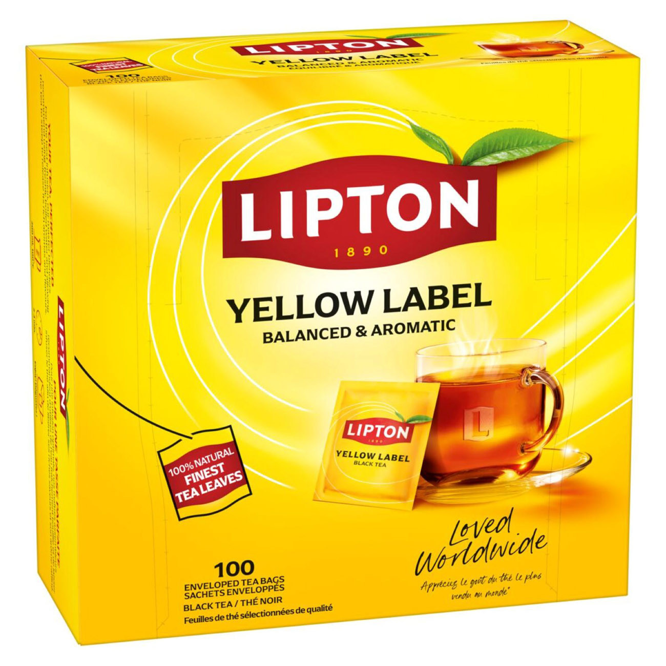 Lipton Thé noir Yellow Label - 100 sachets fraîcheur