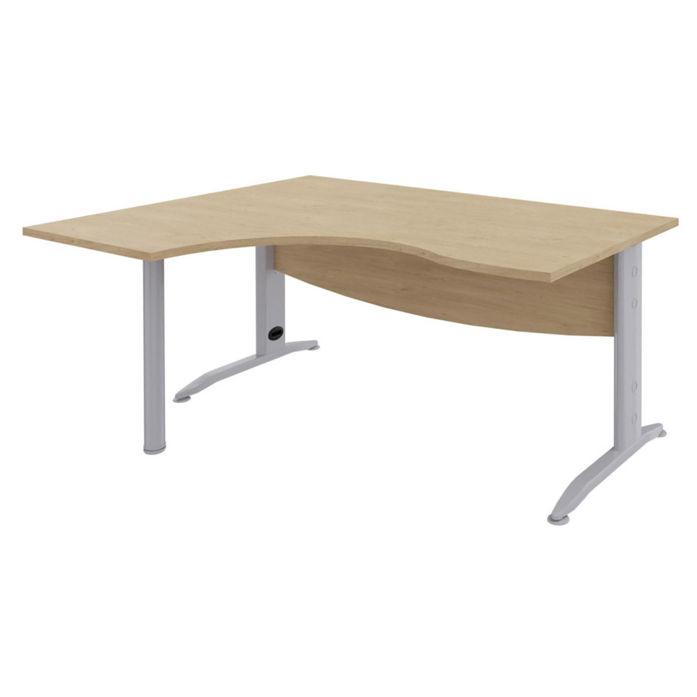 Bureau compact retour  gauche Activity Mtal 2 - L.160 x P.120 cm - Plateau Chne clair - Pieds L Aluminium