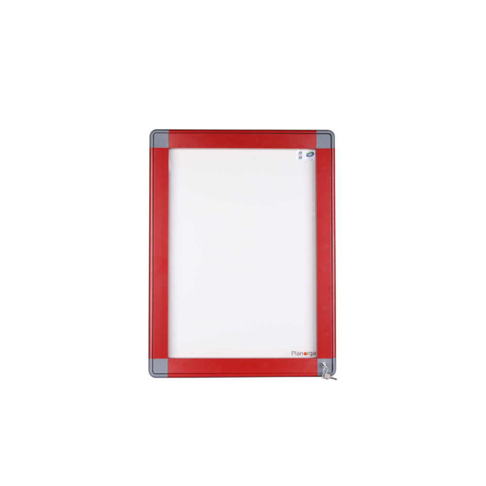 Planorga Vitrine d'extrieur NF haute scurit porte battante 6 feuilles - Cadre rouge