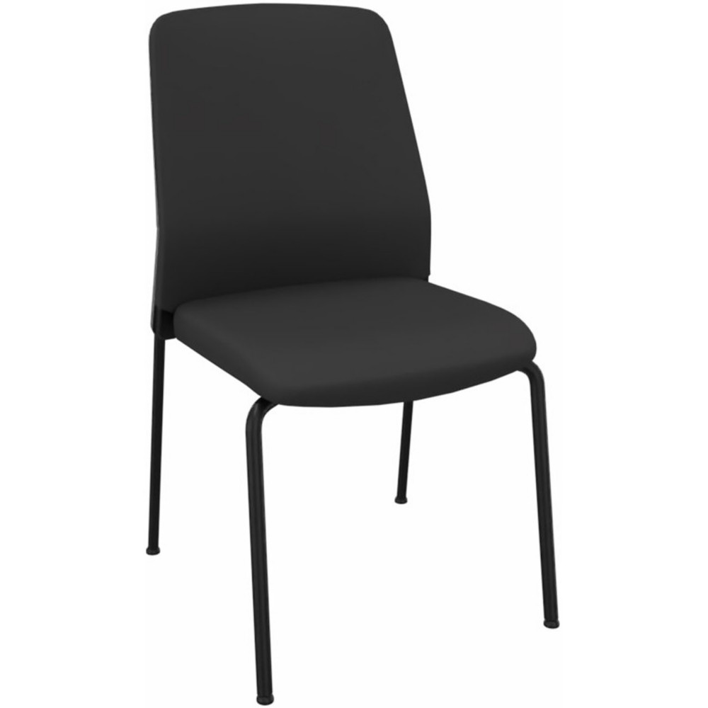 Chaise de runion et visiteur Buddy Dossier Tissu Mousse Noir - Pieds poxy Chrome